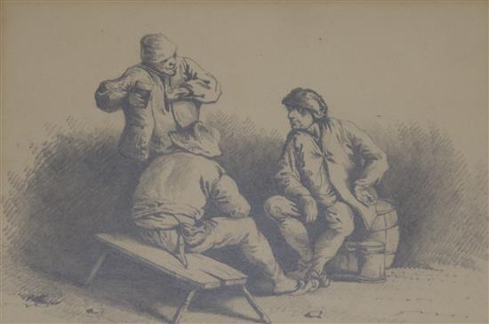 After Teniers Figures in conversation 4 x 5.5in.